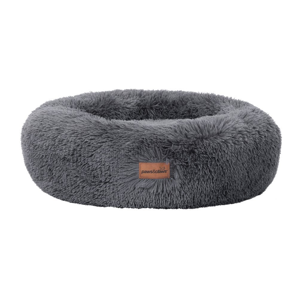 Calming Plush Cat Dog Bed Large Fluffy 70x70x21cm – Paws & Claws-1