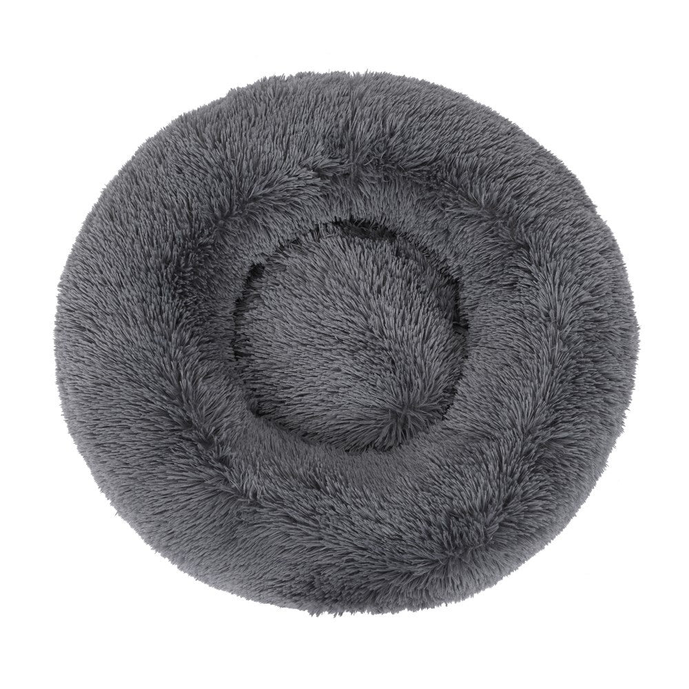 Calming Plush Cat Dog Bed Large Fluffy 70x70x21cm – Paws & Claws