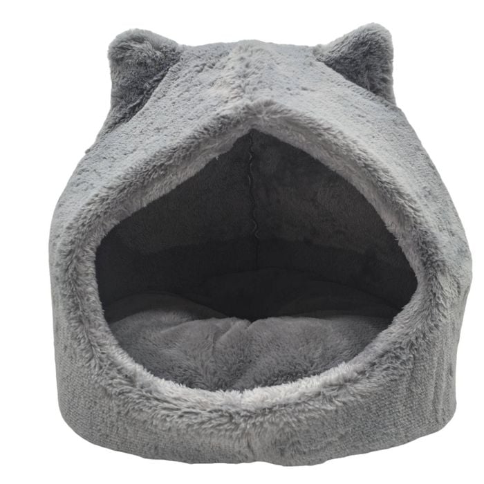 Gray pet bed with cat ears on a white background at Pet Servo