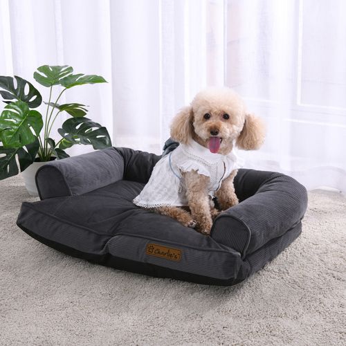 Charlie's - Corduroy Dog Sofa Bed Charcoal - Small - petservo