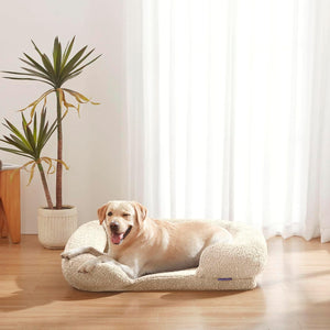 Charlie’s Boucle Orthopedic Dog Sofa Bed Cream Large - PetServo-1
