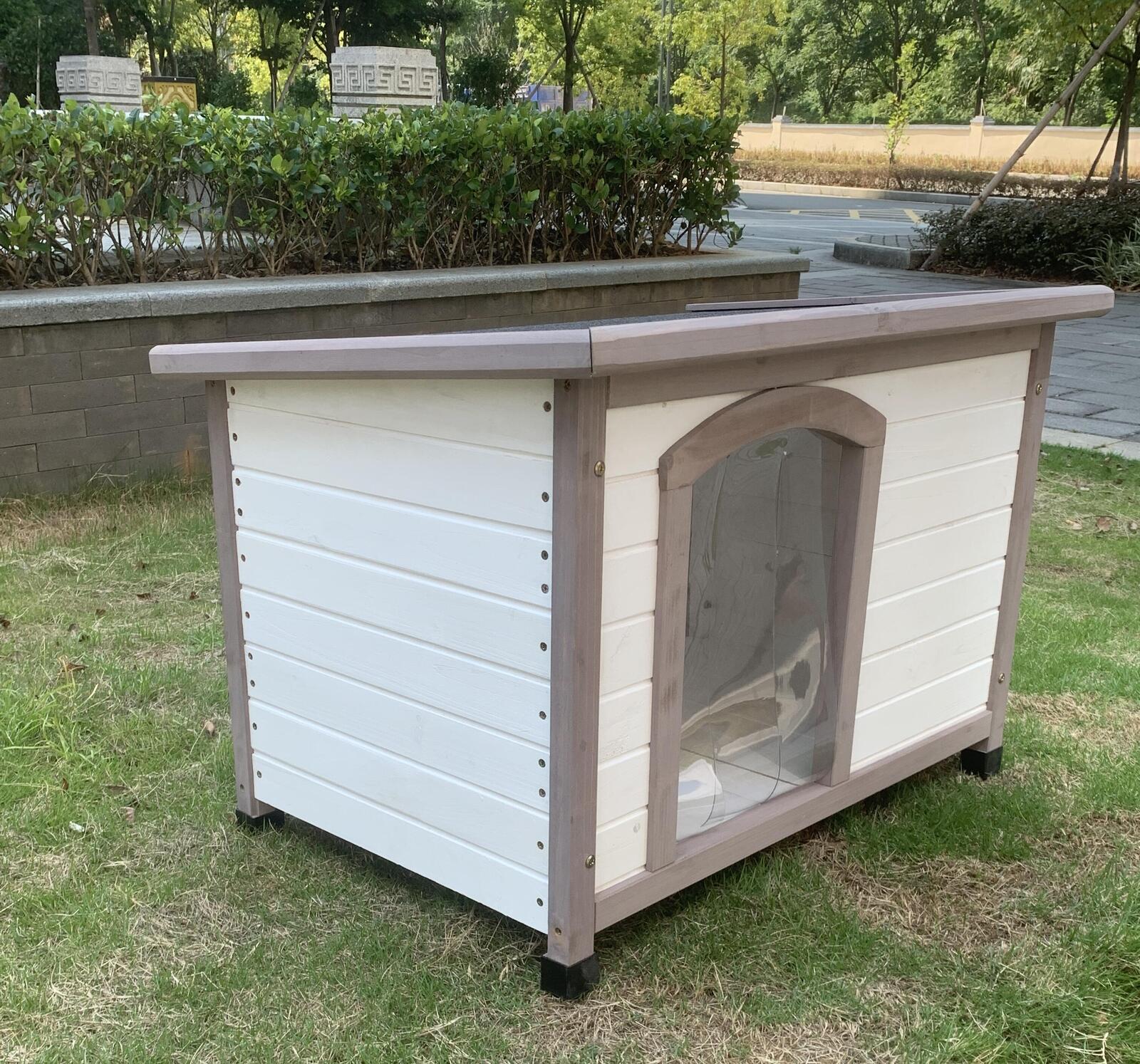 YES4PETS - Timber Dog Kennel House Puppy Wooden Timber Cabin With Stripe