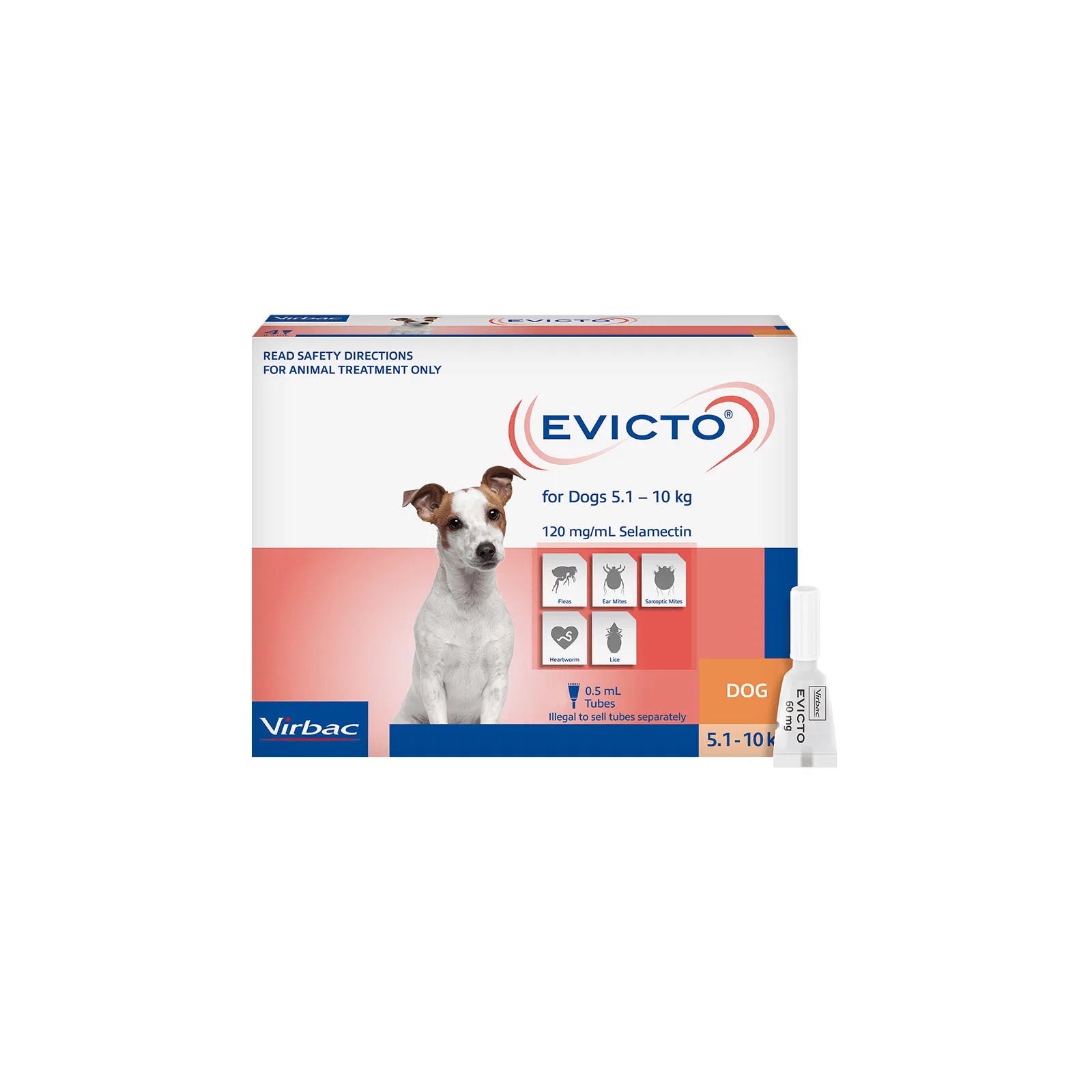 Evicto packaging for dogs with a dog illustration on a white background at Pet Servo