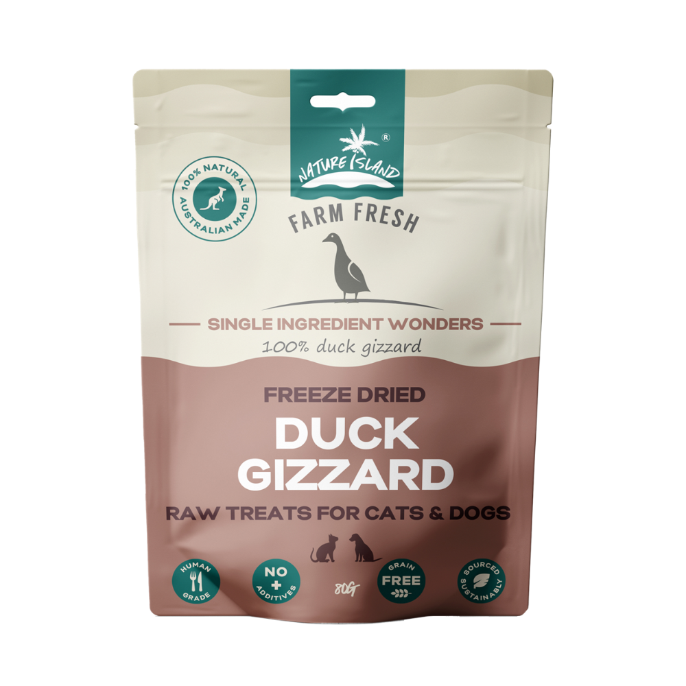 Nature Island - Freeze Dried Duck Gizzard Raw treats 80g for Pets