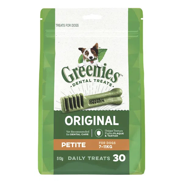 Greenies dental treats 510gm packaging for dogs on a white background at Pet Servo