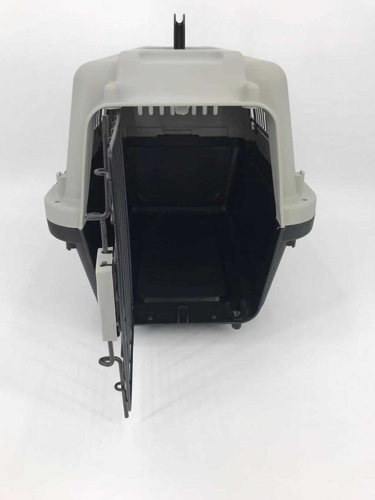 Pet carrier with open door on a white background at Pet Servo