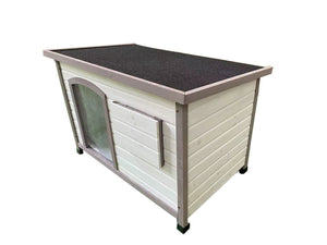 YES4PETS - L White Wooden Dog Kennel with Window Timber Cabin - Pet Servo