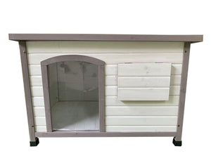 Wooden pet house with a door on a white background at Pet Servo