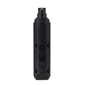 Black electronic device on a white background