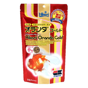 Hikari Oranda Gold fish food packaging on a white background at Pet Servo