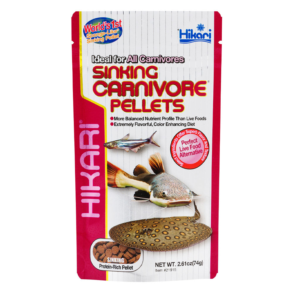 Hikari Sinking Carnivore Pellets packaging on a white background at Pet Servo