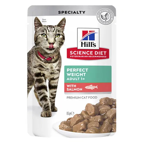 Hill's Science Diet cat food pouch with a cat on the label at Pet Servo