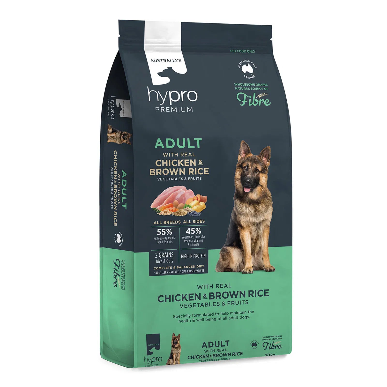 Dog food package with a German Shepherd on a white background at Pet Servo