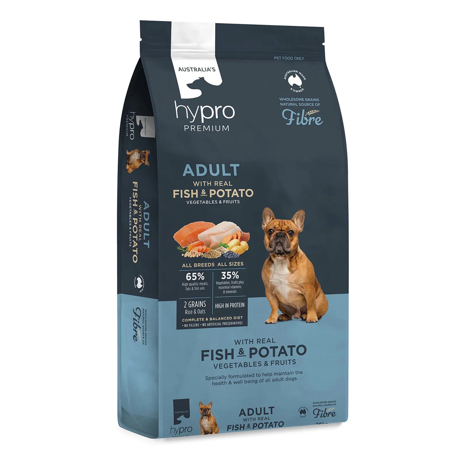 Dog food package with 'hypo' branding on a white background at Pet Servo