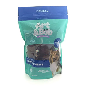 Package of Art & Bob & Friends dental chews for dogs on a white background at Pet Servo