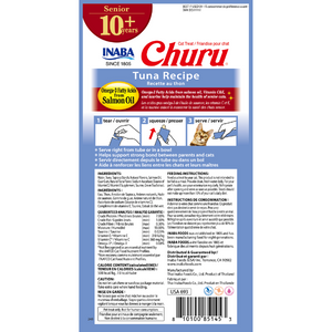 INABA - Churu for Senior Cat 10+ Tuna Recipe (14g X 4 Tubes) Pet Servo