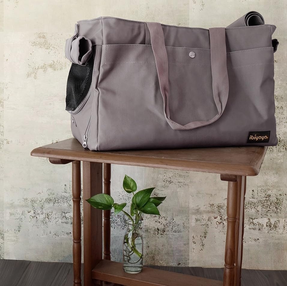 Ibiyaya - Canvas Pet Carrier Tote for Cats & Dogs - Grey - petservo-2
