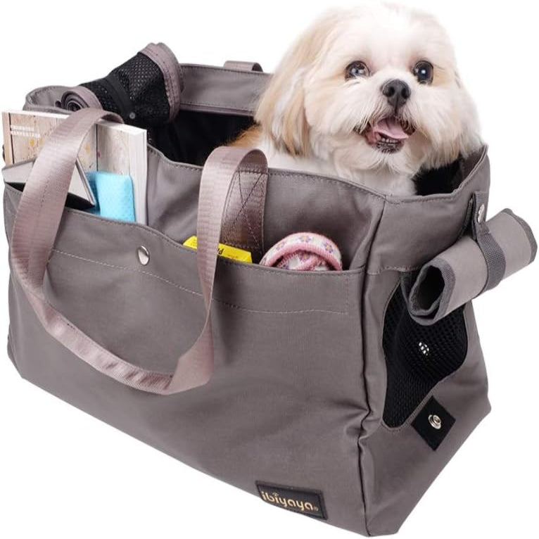 Ibiyaya - Canvas Pet Carrier Tote for Cats & Dogs - Grey - petservo-1