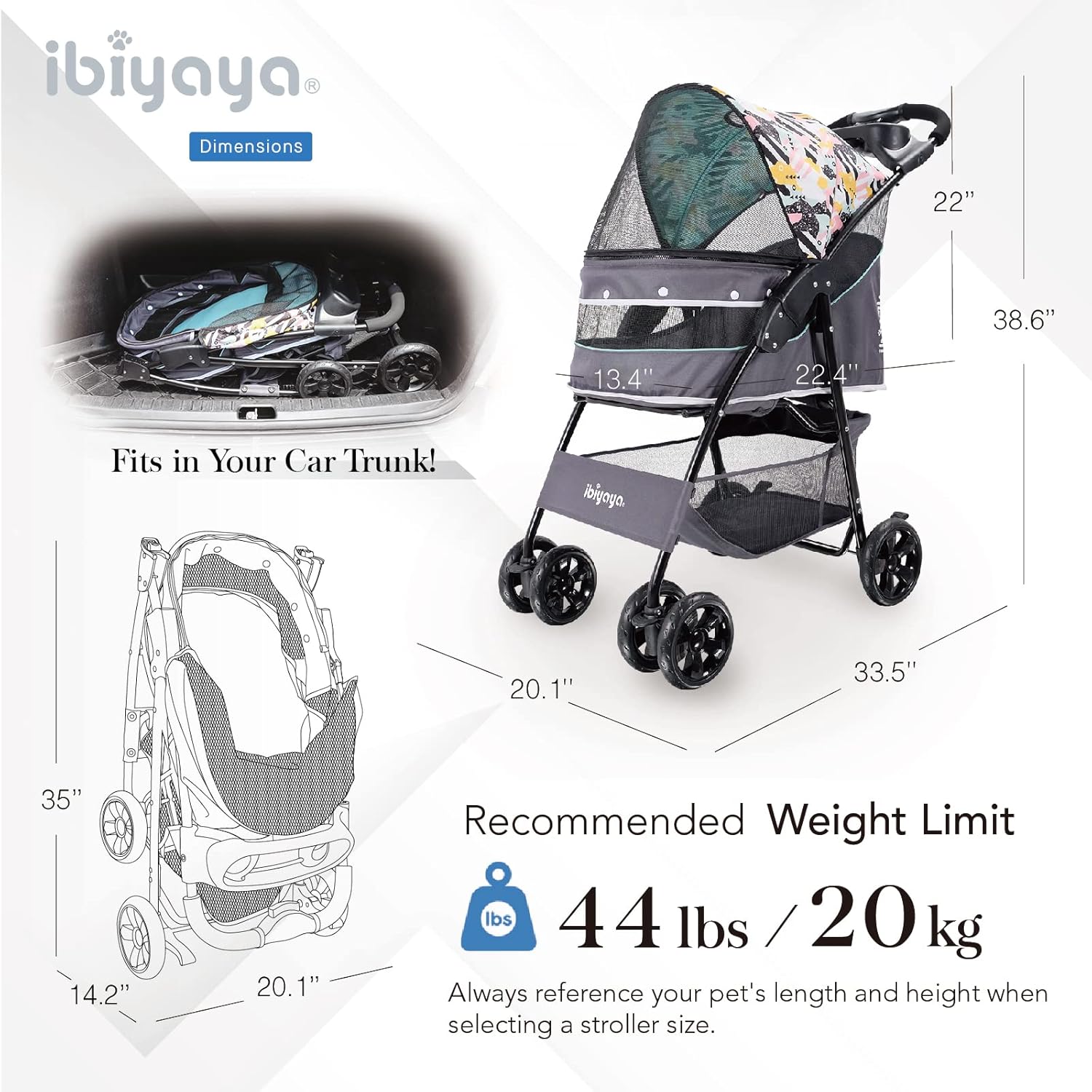 Ibiyaya Cloud 9 Pet Stroller for Cats & Dogs - Mint Green - petservo-4