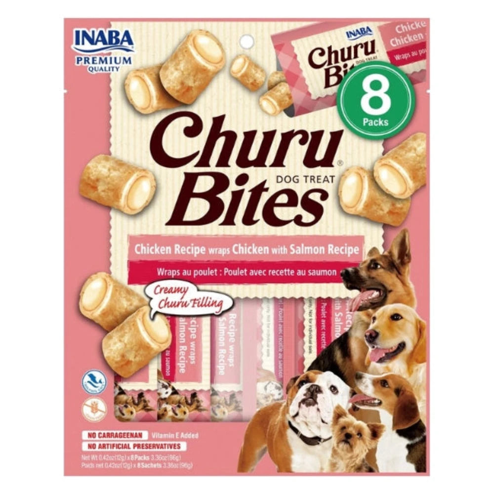 Inaba - Churu Bites Chicken Recipe wraps Chicken with Salmon Recipe - Petservo