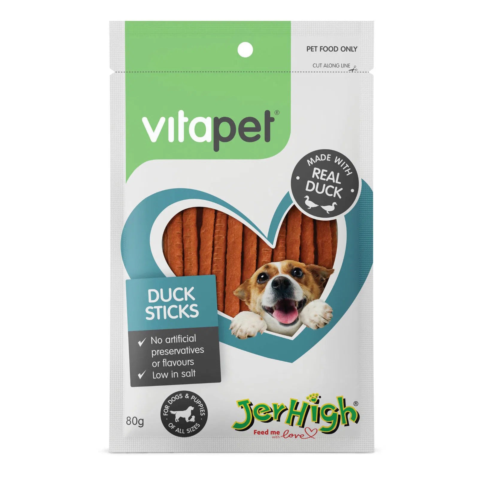 Vitapet duck sticks for dogs packaging on a white background at Petservo.