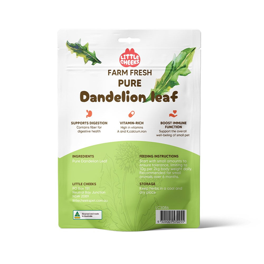 Little Cheeks - Farm Fresh Pure Dandelion Leaf 50g for Rabbits& Guinea pigs