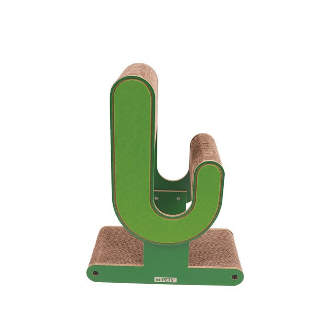 Green and brown cat climbing shelf on a white background at Pet Servo