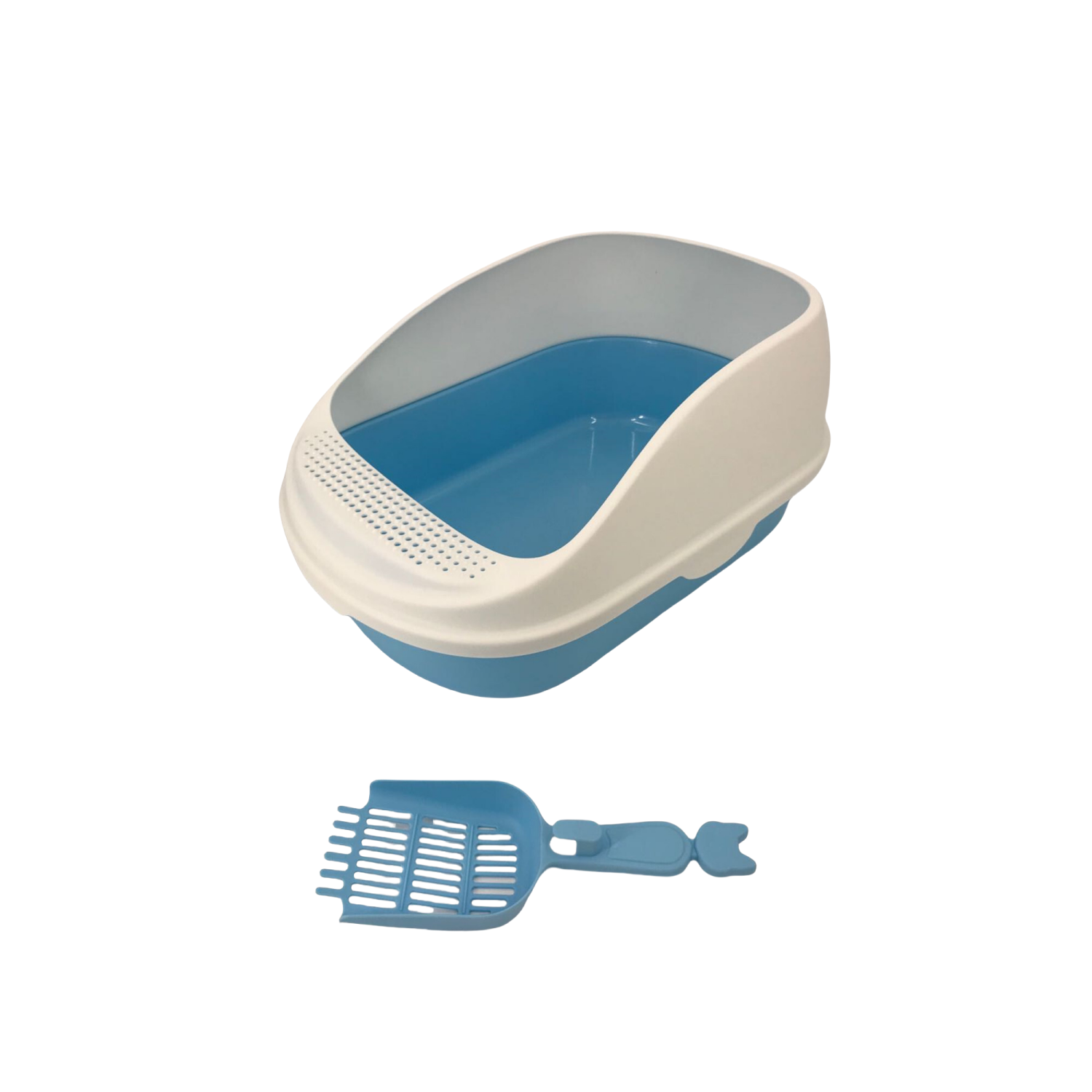 YES4PETS - Large Deep Blue Cat Litter Box with High Wall & Scoop - Pet Servo