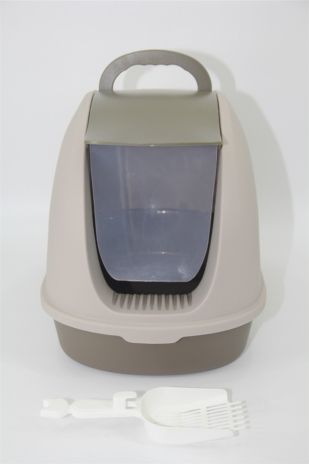 Pet litter box with a transparent lid on a white background at Pet Servo