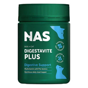 Green container of NAS Digestavite Plus for dogs and cats on a white background at Pet Servo