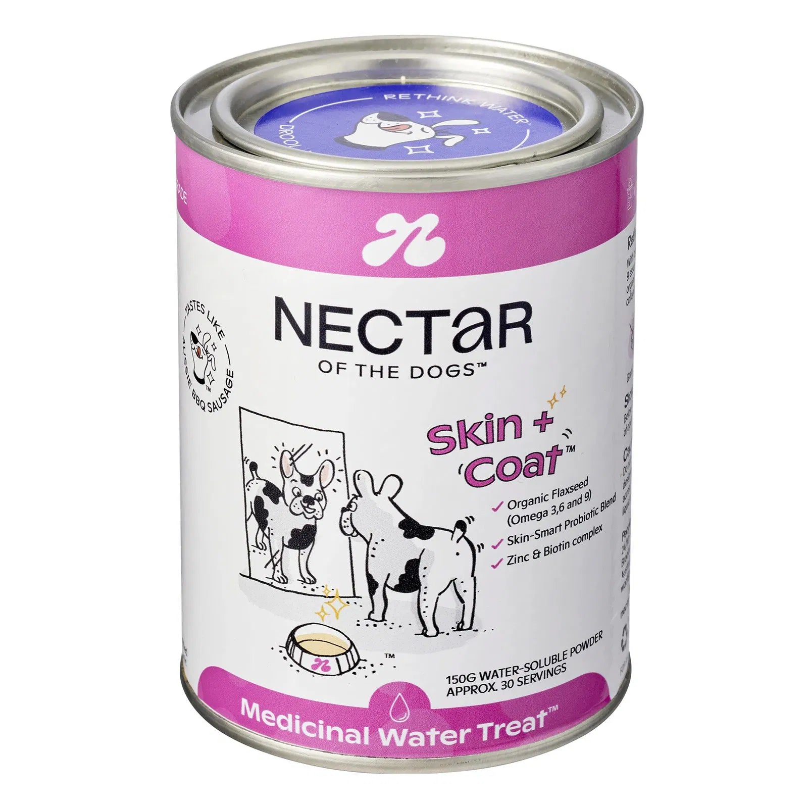 Can of Nectar of the Dogs Skin + Coat medicinal water treat on a white background at Pet Servo