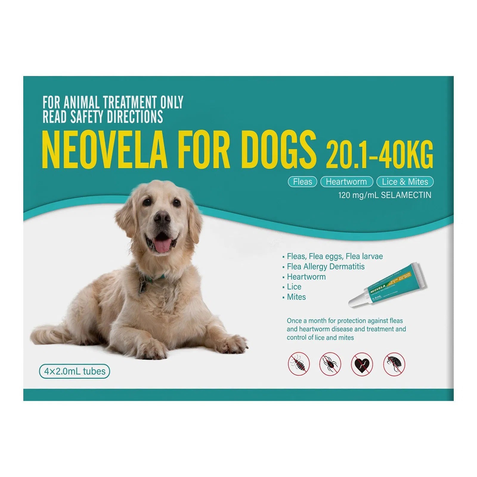 Neovela (Selamectin) Flea and Worming For Dogs 20-40Kg Aqua at PetServo