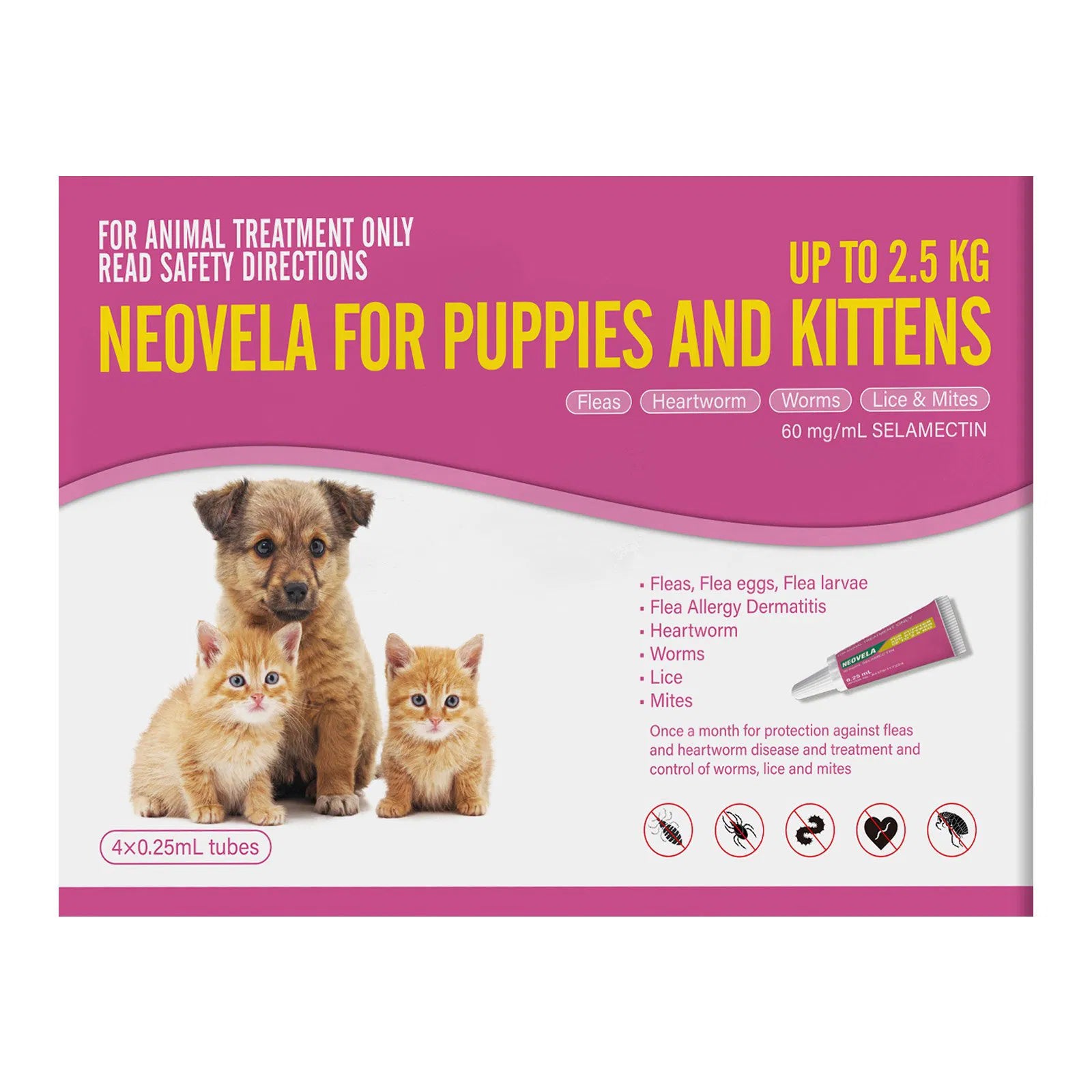 Buy Neovela (Selamectin) Flea and Worming For Puppies and Kittens Upto 2.5 Kg Pink at PetServo