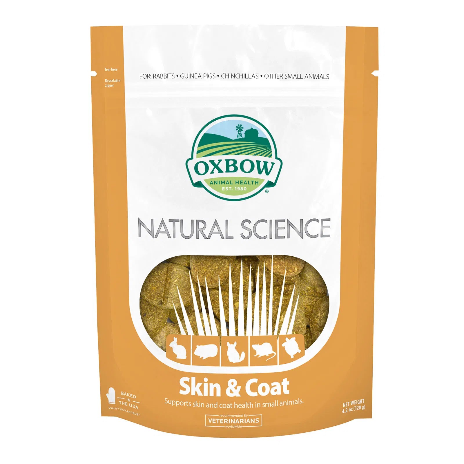 Oxbow Animal Health package for small animals with skin and coat supplement at Pet Servo