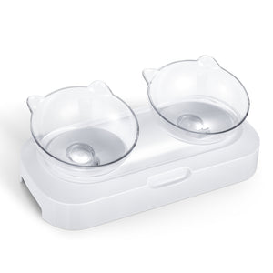 White double pet bowl feeder on a white background at Pet Servo