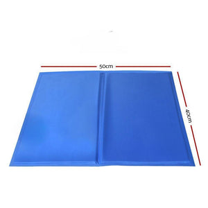 Blue mat with dimensions marked on a white background at Pet Servo