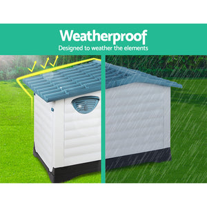 i.Pet - Dog Kennel House Outdoor Plastic Pet Cabin Shelter Waterproof - XL Blue - Pet Servo 