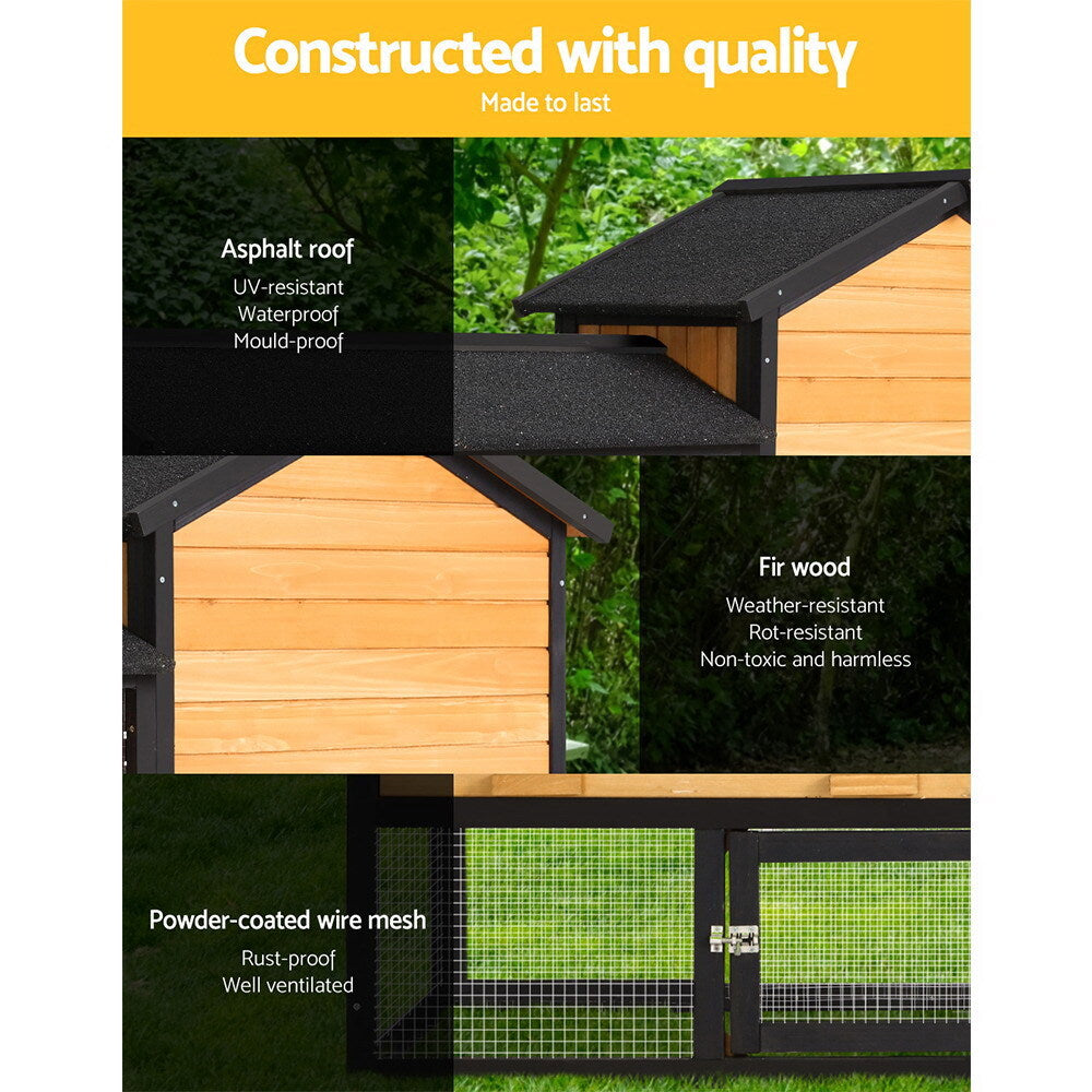 I Pet - Large 165cm Wooden Chicken Coop & Rabbit Hutch - Pet Servo