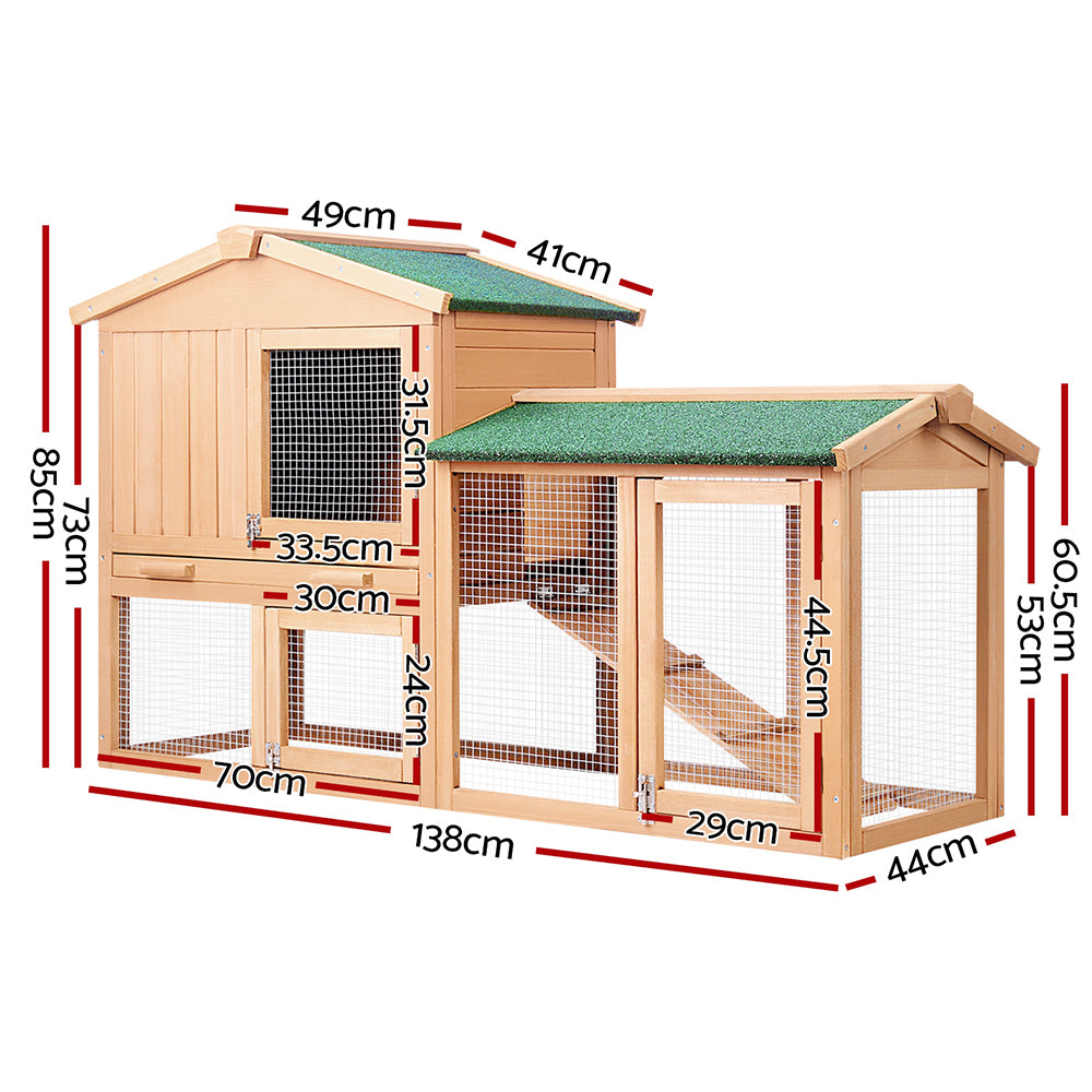 I. Pet - Large 138cm Wooden Chicken Coop & Rabbit Hutch - Petservo
