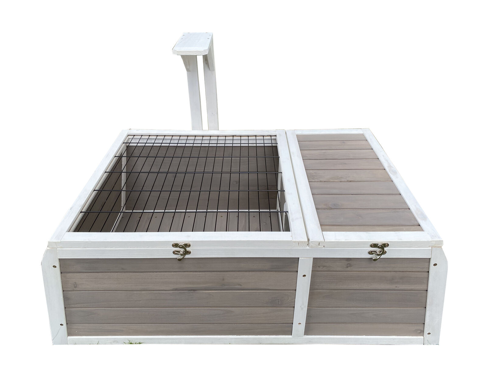 Wooden pet playpen with wire top on a white background at Pet Servo