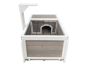 Pet cage with wooden floor and white frame on a white background at Pet Servo