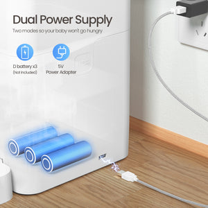 Dual power supply system with batteries and adapter on a wooden floor at Pet Servo