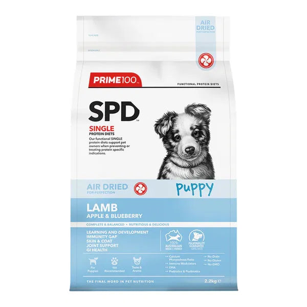 Prime100 - SPD Single Protein Diets Air Dried Lamb, Apple & Blueberry Puppy Dry Dog Food