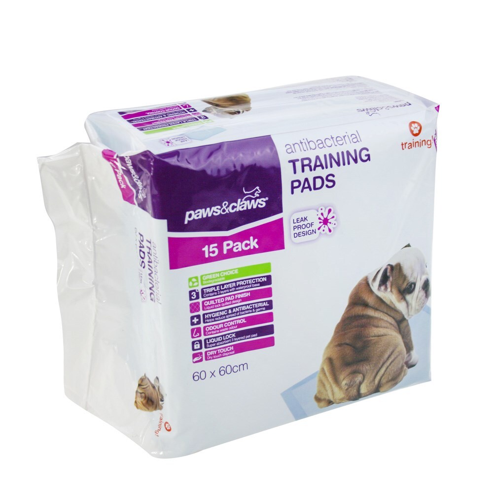 Paws&Claws 60x60cm Pet Dog Indoor Toilet Training Pad Pads 15pk - Petservo