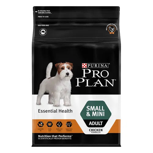 Purina Pro Plan dog food package for small and mini adults on a white background at Pet Servo