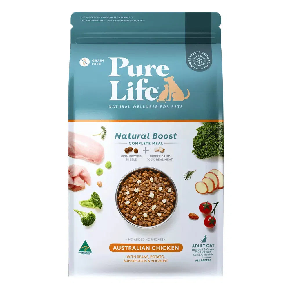 Pure Life pet food package with ingredients and branding on a white background at Pet Servo