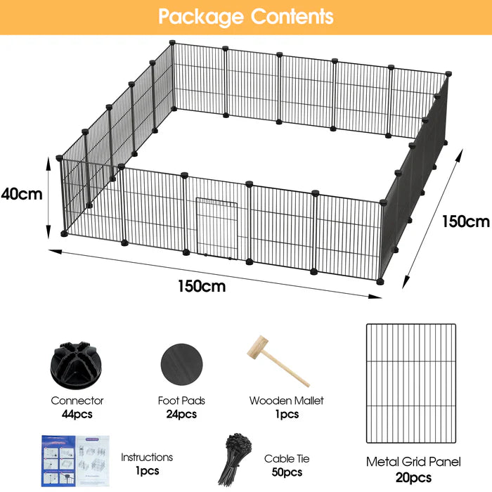 Shop best Advwin DIY Pet Playpen Metal Fence 20 Panels with dimentions image at Pet Servo 