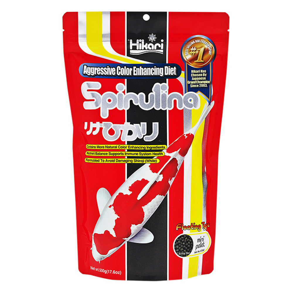 Hikari Spirulina OPU fish food package with a koi fish illustration on a white background at Pet Servo