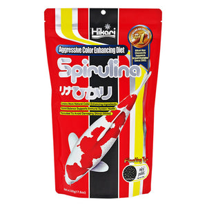 Hikari Spirulina OPU fish food package with a koi fish illustration on a white background at Pet Servo