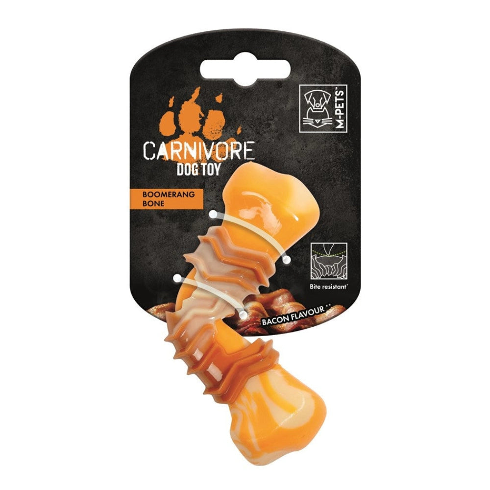 M-PETS - CARNIVORE Dog Toy Boomerang Bone - Bacon - petservo 